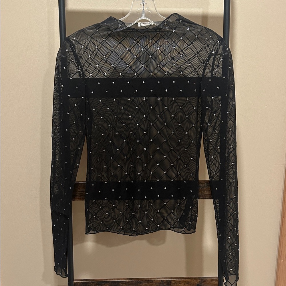 FREE PEOPLE Long sleeve Mesh Top